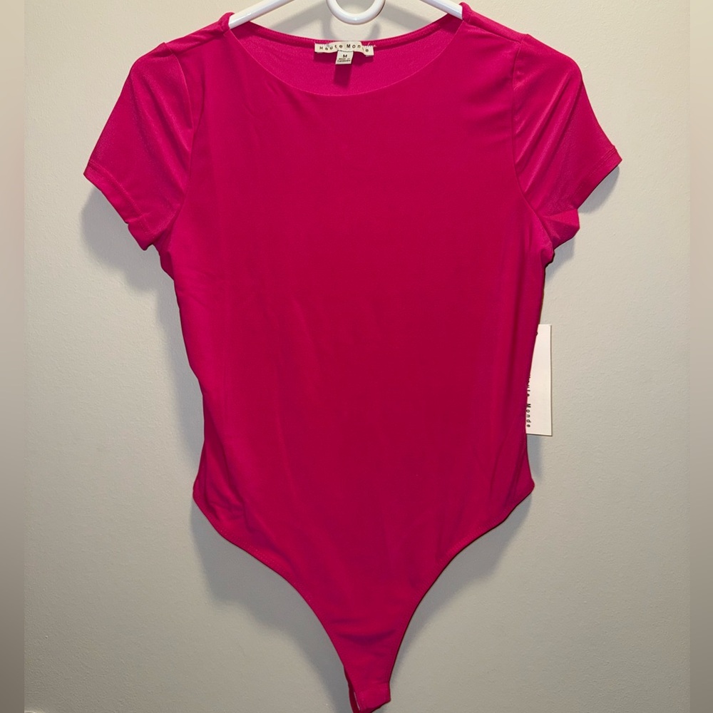 Haute Monde Magenta Pink Short Sleeve Fitted Bodysuit - NWT